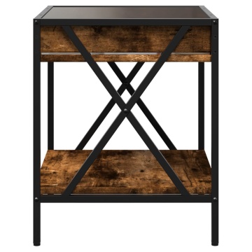 Măsuță de cafea cu LED infinity, stejar fumuriu, 40x40x49 cm - Img 6