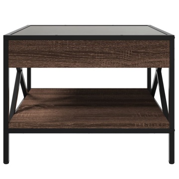 Măsuță de cafea cu LED infinity, stejar maro, 50x50x38 cm - Img 5