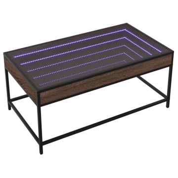 Măsuță de cafea cu LED infinity, stejar maro, 90x50x41cm - Img 3