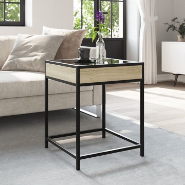 Măsuță de cafea cu LED infinity, stejar sonoma, 40x40x51 cm - Img 4
