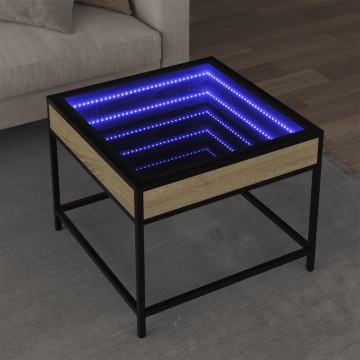 Măsuță de cafea cu LED infinity, stejar sonoma, 50x50x41 cm - Img 1