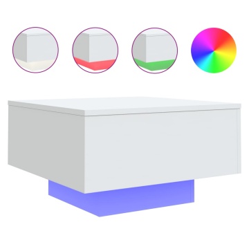 Măsuță de cafea cu lumini LED, alb, 55x55x31 cm - Img 2