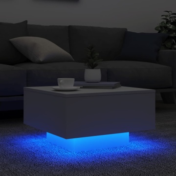 Măsuță de cafea cu lumini LED, alb, 55x55x31 cm - Img 4