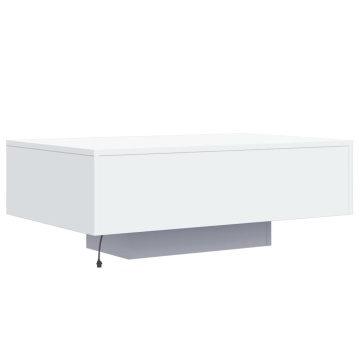 Măsuță de cafea cu lumini LED, alb, 85x55x31 cm - Img 7