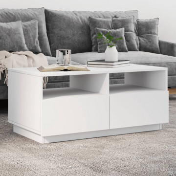 Măsuță de cafea cu lumini LED, alb, 90x49x40 cm - Img 1