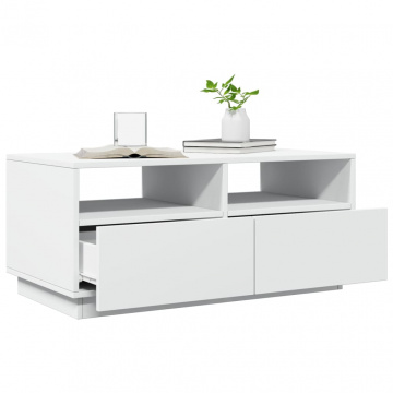 Măsuță de cafea cu lumini LED, alb, 90x49x40 cm - Img 5