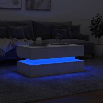 Măsuță de cafea cu lumini LED, alb, 90x50x40 cm - Img 8