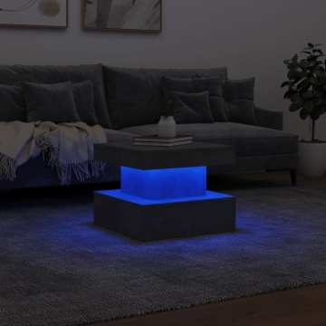 Măsuță de cafea cu lumini LED, gri beton, 50x50x40 cm - Img 8