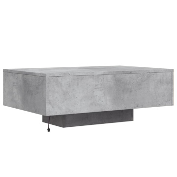 Măsuță de cafea cu lumini LED, gri beton, 85x55x31 cm - Img 7
