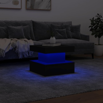 Măsuță de cafea cu lumini LED, negru, 50x50x40 cm - Img 8