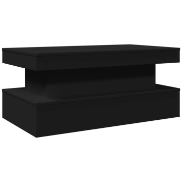 Măsuță de cafea cu lumini LED, negru, 90x50x40 cm - Img 3