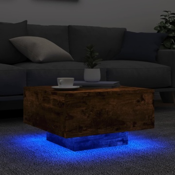 Măsuță de cafea cu lumini LED, stejar fumuriu, 55x55x31 cm - Img 4