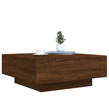 Măsuță de cafea cu lumini LED, stejar maro, 80x80x31 cm - Img 5
