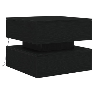 Masuta de cafea cu lumini LED Stejar negru 50x50x40 cm - Img 2