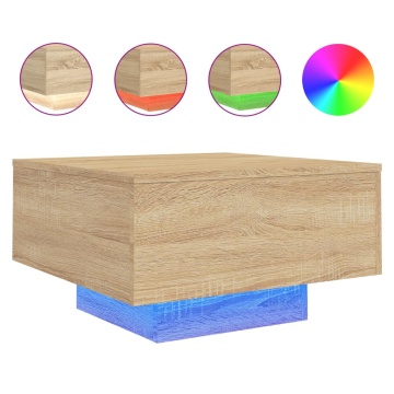 Măsuță de cafea cu lumini LED, stejar sonoma, 55x55x31 cm - Img 2