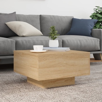 Măsuță de cafea cu lumini LED, stejar sonoma, 55x55x31 cm - Img 8