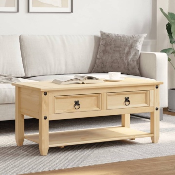 Măsuță de cafea cu sertare Corona, 100x48x45 cm, lemn masiv pin - Img 3