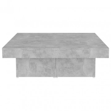 Măsuță de cafea, gri beton, 90x90x28 cm, PAL - Img 5