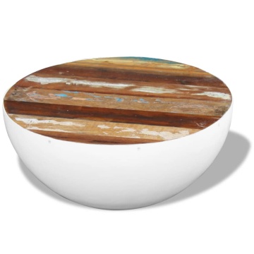 Măsuță de cafea în formă de bol 60x60x30cm lemn masiv reciclat - Img 12