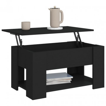 Măsuță de cafea, negru, 79x49x41 cm, lemn prelucrat - Img 4