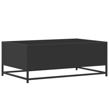Măsuță de cafea, negru, 90x57x35 cm, lemn prelucrat și metal - Img 6