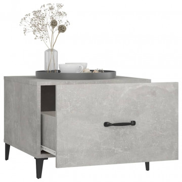 Măsuță de cafea picioare metalice 2 buc. gri beton 50x50x40 cm - Img 8
