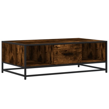 Măsuță de cafea stejar fumuriu 100x57x35cm lemn prelucrat/metal - Img 2
