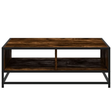 Măsuță de cafea stejar fumuriu 80x80x30 cm lemn prelucrat/metal - Img 8