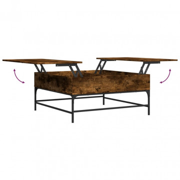 Măsuță de cafea stejar fumuriu 95x95x45 cm lemn prelucrat/metal - Img 6