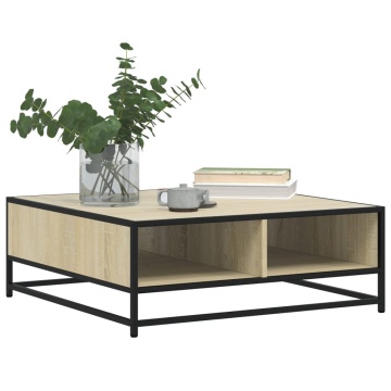 Măsuță de cafea stejar sonoma 80x80x30 cm lemn prelucrat/metal - Img 4