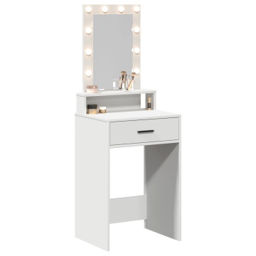 Mesa de toaletă cu lumini LED Alb 50x41x140 cm - Img 3