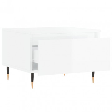 Mese de cafea 2 buc. alb extralucios 50x46x35 cm lemn compozit - Img 6