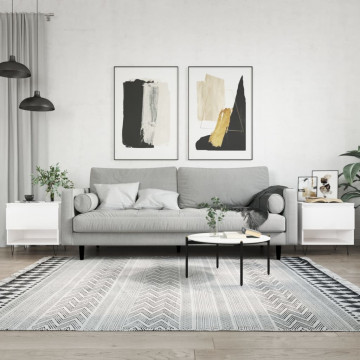 Mese de cafea 2 buc. alb extralucios 50x46x50 cm lemn compozit - Img 1