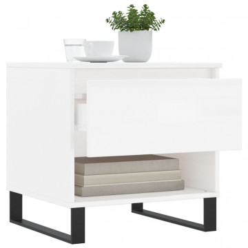 Mese de cafea 2 buc. alb extralucios 50x46x50 cm lemn compozit - Img 4