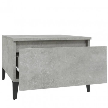 Mese laterale, 2 buc., gri beton, 50x46x35 cm, lemn compozit - Img 7
