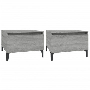 Mese laterale 2 buc. gri sonoma 50x46x35 cm lemn compozit - Img 2