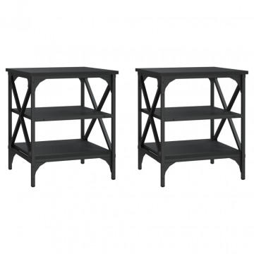 Mese laterale, 2 buc., negru, 40x42x50 cm, lemn compozit - Img 2