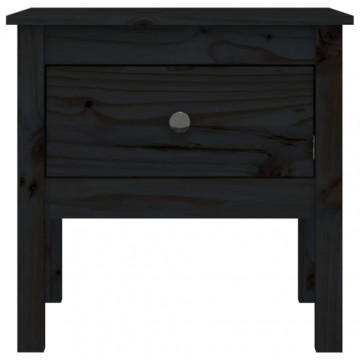 Mese laterale, 2 buc., negru, 50x50x49 cm, lemn masiv de pin - Img 7