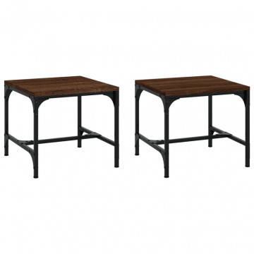 Mese laterale, 2 buc. stejar maro 40x40x35 cm lemn prelucrat - Img 2