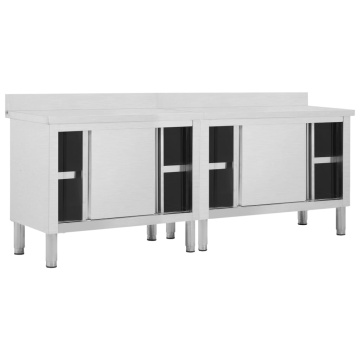 Mese lucru uși glisante 2 buc 240x50x(95-97) cm oțel inoxidabil - Img 3