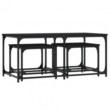Mese suprapuse de cafea, 3 buc, negru, lemn prelucrat - Img 5