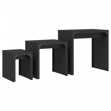 Mese suprapuse de cafea, 3 buc, negru, lemn prelucrat - Img 4