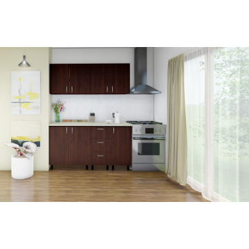 Mobila De Bucatarie Star, Dimensiune 160cm, Culoare Wenghe din Pal de 18mm - Img 1