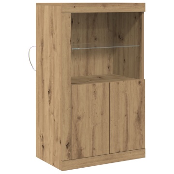 Mobilă laterală cu lumini LED Stejar artisan 60,5x37x100 cm - Img 2