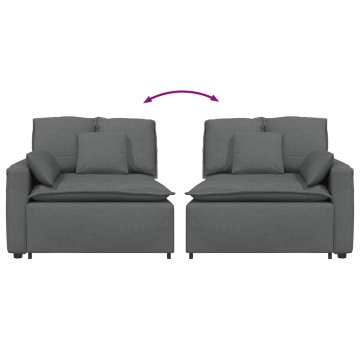 Modul modular capăt pentru cotieră canapea cu perne gri închis - Img 5