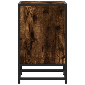 Noptiera 2 buc stejar afumat 40x31x50cm lemn prelucrat si metal - Img 6