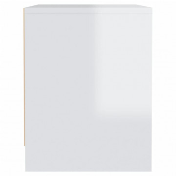 Noptieră, alb extralucios, 45x34x44,5 cm, PAL - Img 4