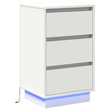 Noptieră cu LED Alb 39x34.5x65 cm Lemn prelucrat - Img 2