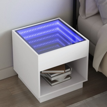 Noptieră cu LED infinity, alb, 50x50x50 cm - Img 1