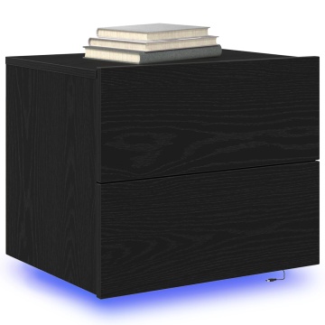 Noptieră cu LED Montată pe Perete Stejar Negru 50x39x41 cm - Img 3